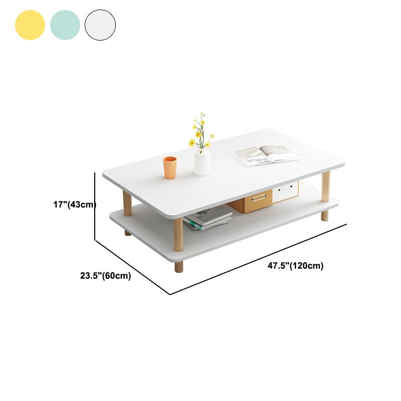 17 "Hモダンな長方形の木製コーヒーテーブル4脚カクテルテーブル付きカクテルテーブル