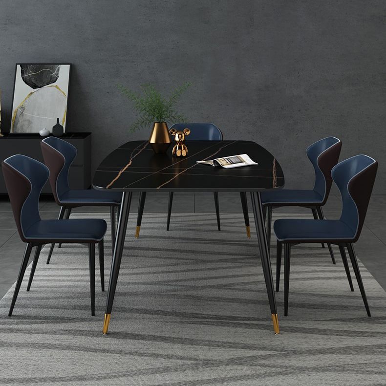Industrial Style Stone Dining Table 4 Legs Dining Room Collection for Indoor Clearhalo 'Dining Tables & Seating' 'Dining Tables' 'dining_table' 'furn' 'furn_dining_table' 'Furniture' 'furniture_dining_table' 'Kitchen & Dining Furniture' 'kitchen' 'kitchen_dining_table' 1200x1200_b60f23d8-42e8-4adf-ae96-bdca78e22606