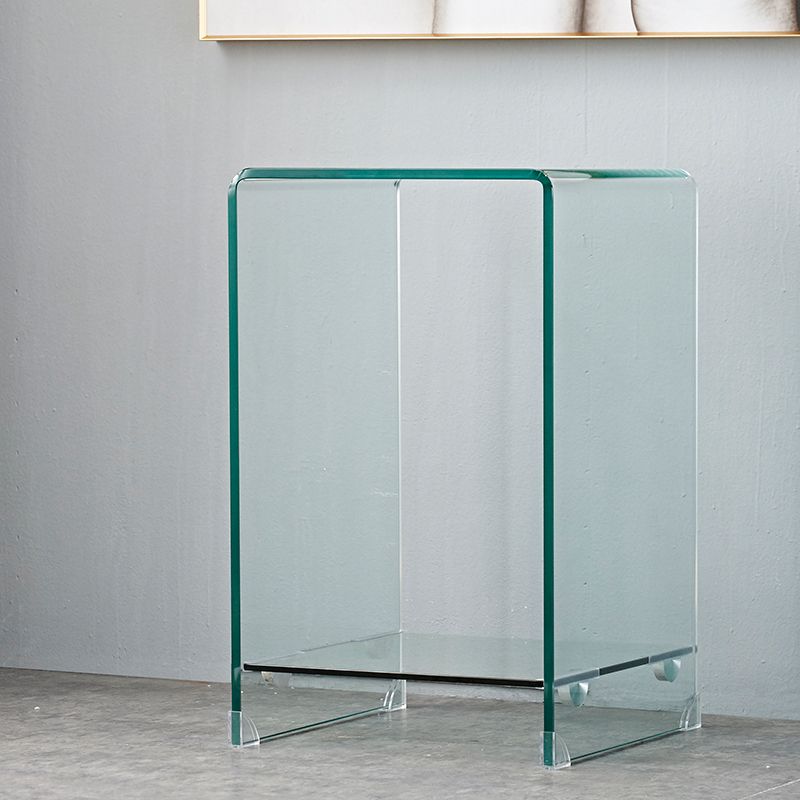 Mesa de trineo de la mesa cuadrada de vidrio contemporánea con estante