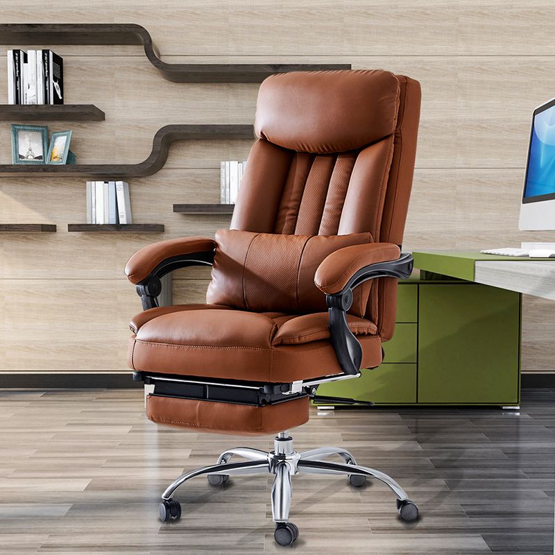 Silla de escritorio moderna Silla de cuero para computadora Silla con respaldo alto en marrón