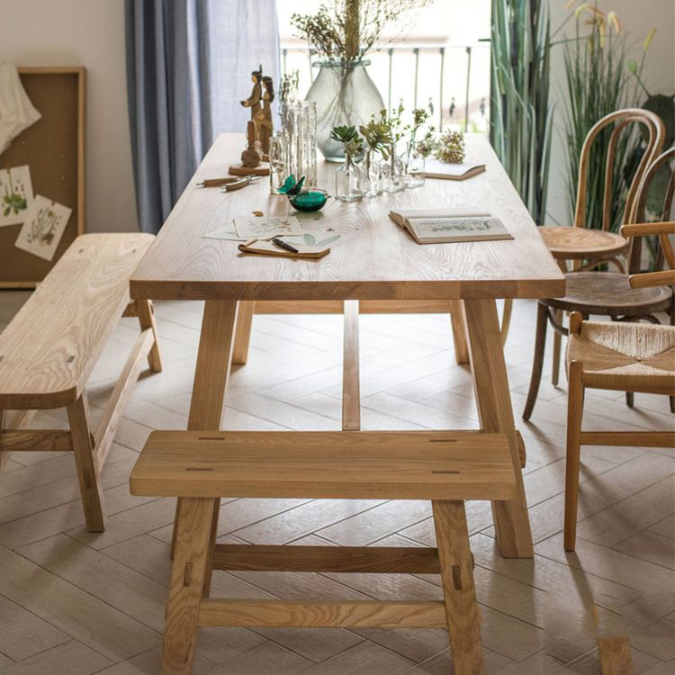 Solid Wood Rectangle Dining Table in Nature Contemporary Wooden Table with Trestle Base Clearhalo ' dining_table' 'Dining Tables & Seating' 'Dining Tables' 'furn' 'furn_dining_table' 'Furniture' 'furniture_dining_table' 'Kitchen & Dining Furniture' 'kitchen&dining_furn' 'kitchen' 'kitchen_dining_table' 1200x1200_b6130d72-23c8-4fe5-a221-4a8641b98865