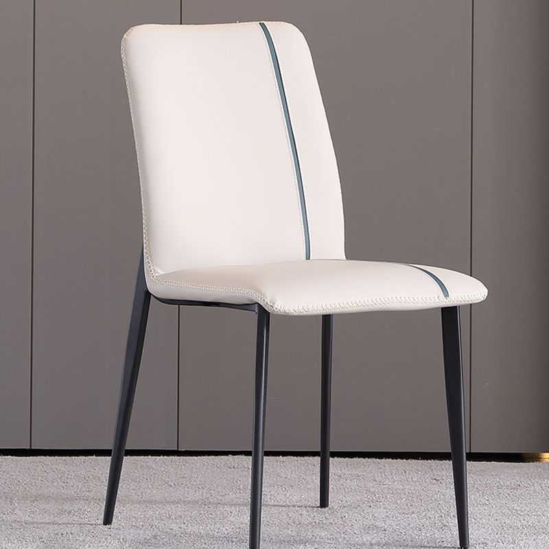 Industriële armloze zijstoelen faux lederen eetstoelen met metalen benen