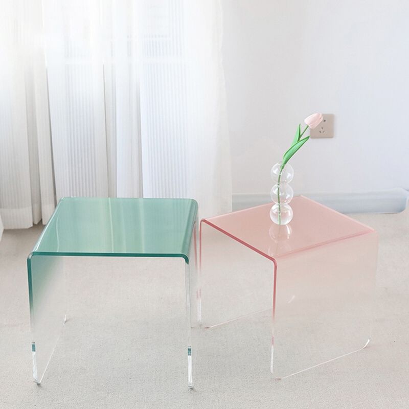 Plastic Square Side End Table Modern Sled Sofa Side Accent Table