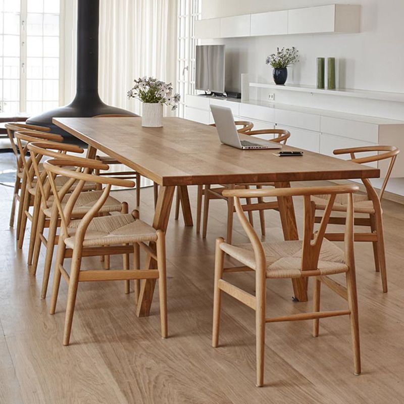 Natural Solid Wood Table Rectangular 4 Legs Table for Dining Room Clearhalo 'Dining Tables & Seating' 'Dining Tables' 'dining_table' 'furn' 'furn_dining_table' 'Furniture' 'Kitchen & Dining Furniture' 1200x1200_b617d593-6946-40f3-8c54-280a3b209a3f
