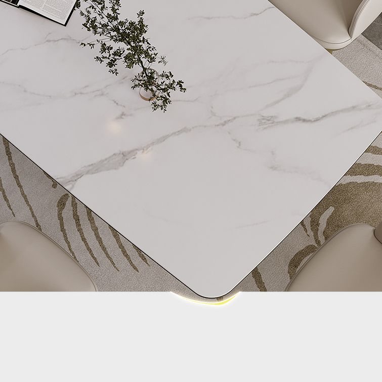 Nordic Glam Sintered Stone Rectangle Table Set 1/4/5/7 Pieces Dining Set for Home Clearhalo 'Dining Room Sets' 'Dining Tables & Seating' 'dining_room_set' 'furn' 'furn_dining_room_set' 'Furniture' 'Kitchen & Dining Furniture' 1200x1200_b61a0fb6-0162-4671-97b4-7993b4fbce2e