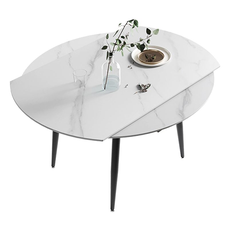 Extendable Sintered Stone Top Round Table for Restaurant Modern Dining Table with 4 Legs Clearhalo ' dining_table' 'Dining Tables & Seating' 'Dining Tables' 'furn' 'furn_dining_table' 'Furniture' 'furniture_dining_table' 'Kitchen & Dining Furniture' 'kitchen&dining_furn' 'kitchen' 'kitchen_dining_table' 1200x1200_b61aafce-d438-40b5-810b-7a153d7d8cb3