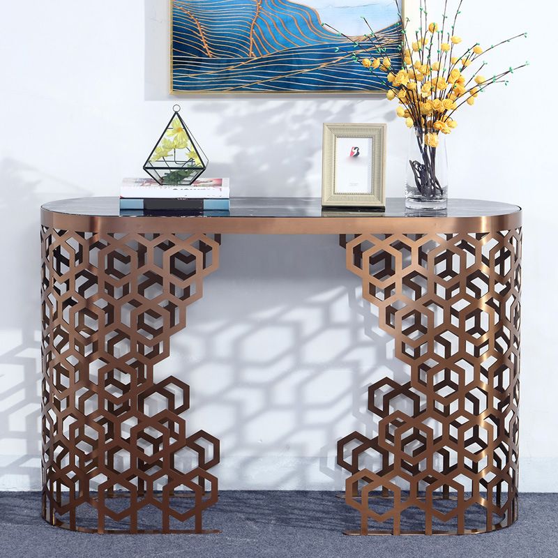 Console ovale in marmo Tabella di accento alto 31,5 pollici con scaffale