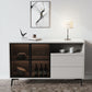 Glass Door Stone Buffet Sideboard Contemporary Style Credenza with LED Lights Clearhalo 'buffet_sideboard' 'Buffets & Sideboards' 'furn' 'furn_buffet_sideboard' 'Furniture' 'Kitchen & Dining Furniture' 1200x1200_b61d78f8-ef7f-45f5-9994-48c647ab66e4