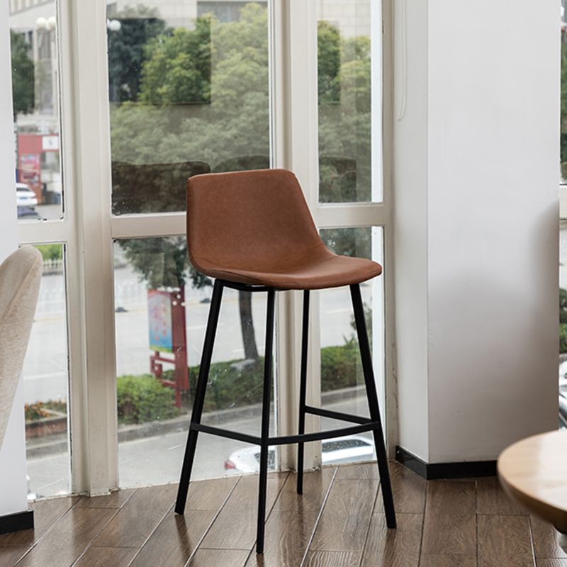 Industrial Leather Iron Counter Stools Low Back Bar Stools with Footrest Clearhalo 'Bar Furniture' 'Bar Stools' 'bar_stools' 'furn' 'furn_bar_stools' 'Furniture' 'furniture_bar_stools' 'Kitchen & Dining Furniture' 1200x1200_b61f69c8-4125-424e-9870-ea69557a6be4