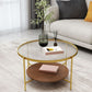Round Glass Cross Legs Coffee Cocktail Table with Storage Shelf - 17.7" H Clearhalo 'Coffee & Accent Tables' 'Coffee Tables' 'coffee_tables' 'furn' 'furn_coffee_tables' 'Furniture' 'Living Room Furniture' 1200x1200_b61fb0d8-b40e-482f-a514-2e56f892365b