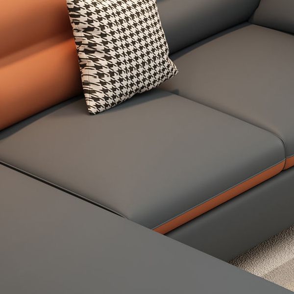 Faux Leather Sectional Sofa 29.52" High Recessed Arm Sectional Sofa,  Stain-Resistant