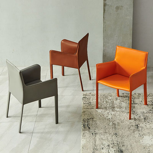 Modern Style Upholstered Dining Chair Faux Leather Dining Armchair