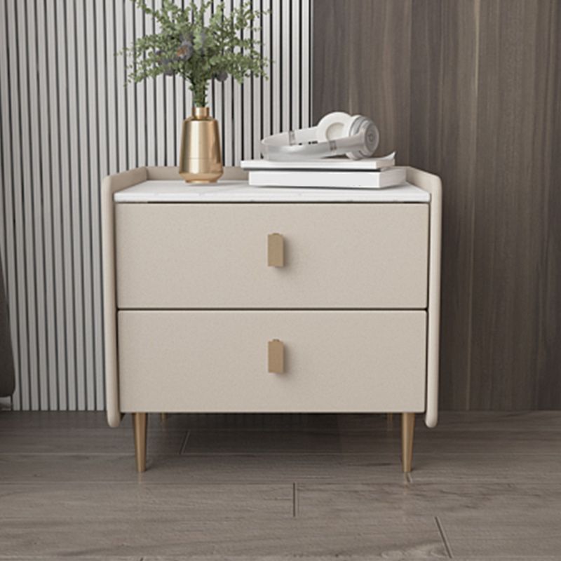 Leather Nightstand with 4 Legs Stone Top Night Table with Drawers Clearhalo 'Bedroom Furniture' 'furn' 'furn_night_stand' 'Furniture' 'night_stand' 'Nightstands' 1200x1200_b625fa30-e625-4f55-849b-a1580d8818cd