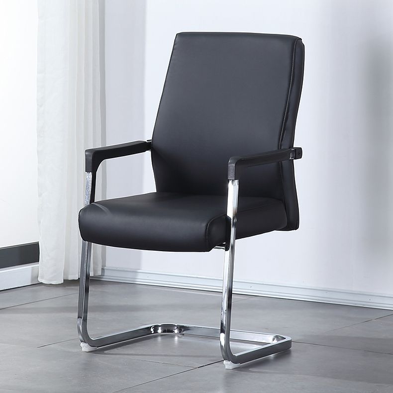 Contemporary Faux Leather Arm Chair Conference Mid-Back Office Chair Clearhalo 'furn' 'furn_office_chair' 'Furniture' 'Office Chairs' 'Office Furniture' 'office_chair' 1200x1200_b626ca9a-47c9-458f-b08e-f08109fa89b8