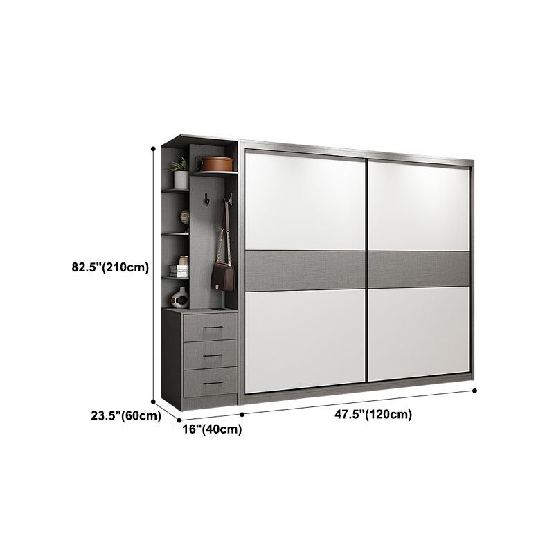 Garde-robe en bois de style moderne placard de garde-robe de couleur blanc avec porte coulissante