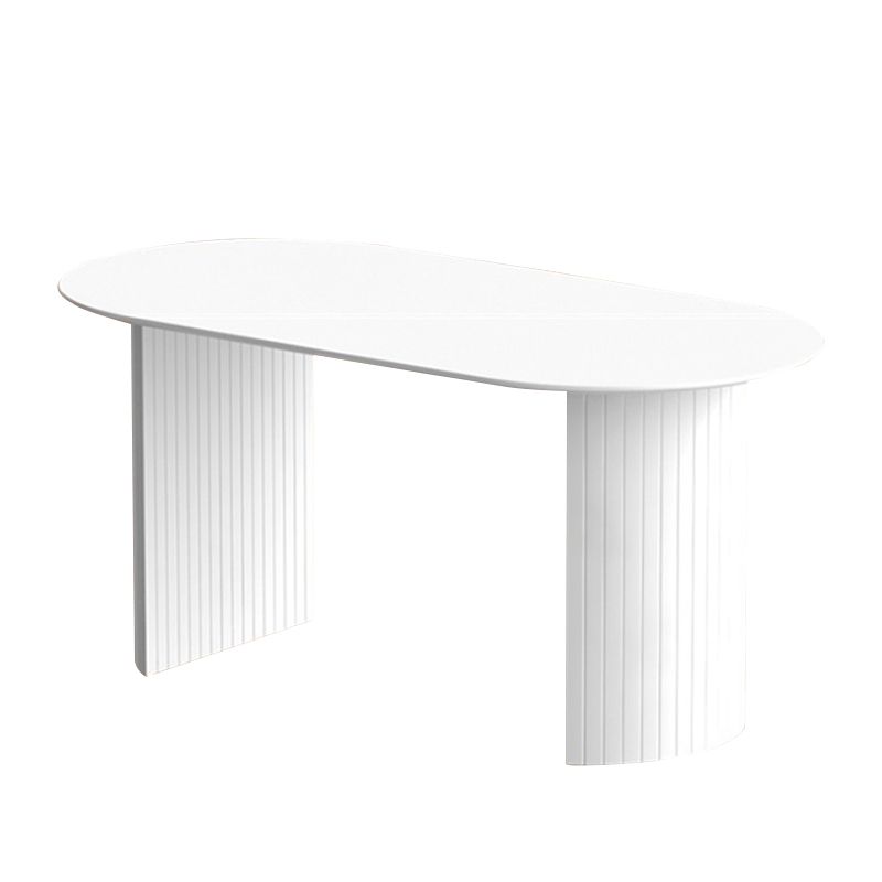 Modern Pine Wood Table for Restaurant White Oval Table with Double Pedestal Clearhalo 'Dining Tables & Seating' 'Dining Tables' 'dining_table' 'furn' 'furn_dining_table' 'Furniture' 'Kitchen & Dining Furniture' 1200x1200_b6283ea4-1969-4597-a0f2-e555169bb253
