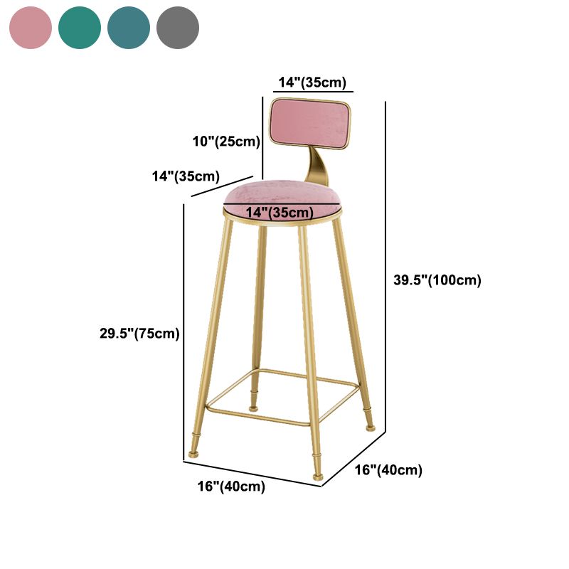 Glam Living Room Counter Chair Round Footrest Metal Counter Bar Stool with Cushion Clearhalo 'Bar Furniture' 'Bar Stools' 'bar_stools' 'furn' 'furn_bar_stools' 'Furniture' 'furniture_bar_stools' 'Kitchen & Dining Furniture' 1200x1200_b6293c24-f214-480d-9563-16da63a6cde9