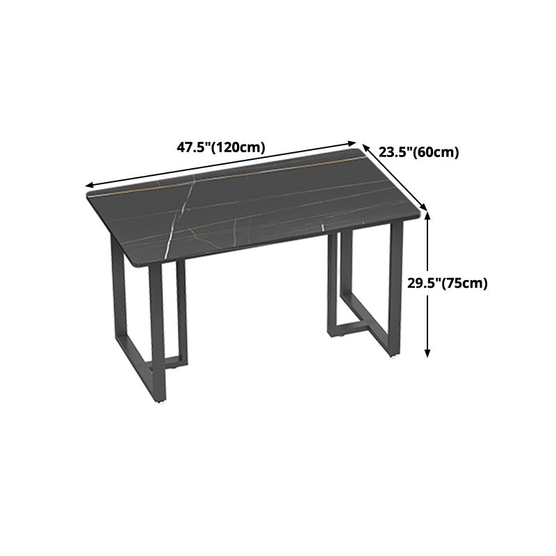 Industrial Style Black Dining Table Sintered Stone Dining Table with Black Frame Clearhalo 'Dining Tables & Seating' 'Dining Tables' 'dining_table' 'furn' 'furn_dining_table' 'Furniture' 'furniture_dining_table' 'Kitchen & Dining Furniture' 'kitchen' 'kitchen_dining_table' 1200x1200_b62a9518-2026-4da1-ae8f-5b5f9d41129d