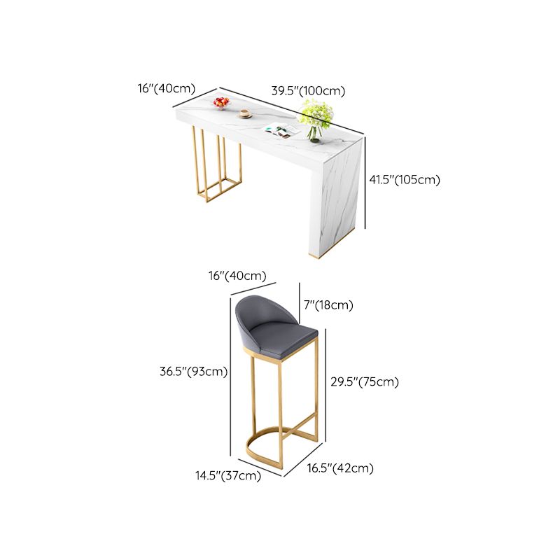 Glam Bar Table Set 1/3/5 Pcs Rectangle Stone Bar Table and Upholstered Stools Clearhalo 'Bar Furniture' 'furn' 'furn_home_bar_bar_sets' 'Furniture' 'Home Bars & Bar Sets' 'home_bar_bar_sets' 'Kitchen & Dining Furniture' 1200x1200_b62c1447-355f-4b37-a3da-eae26ef93658