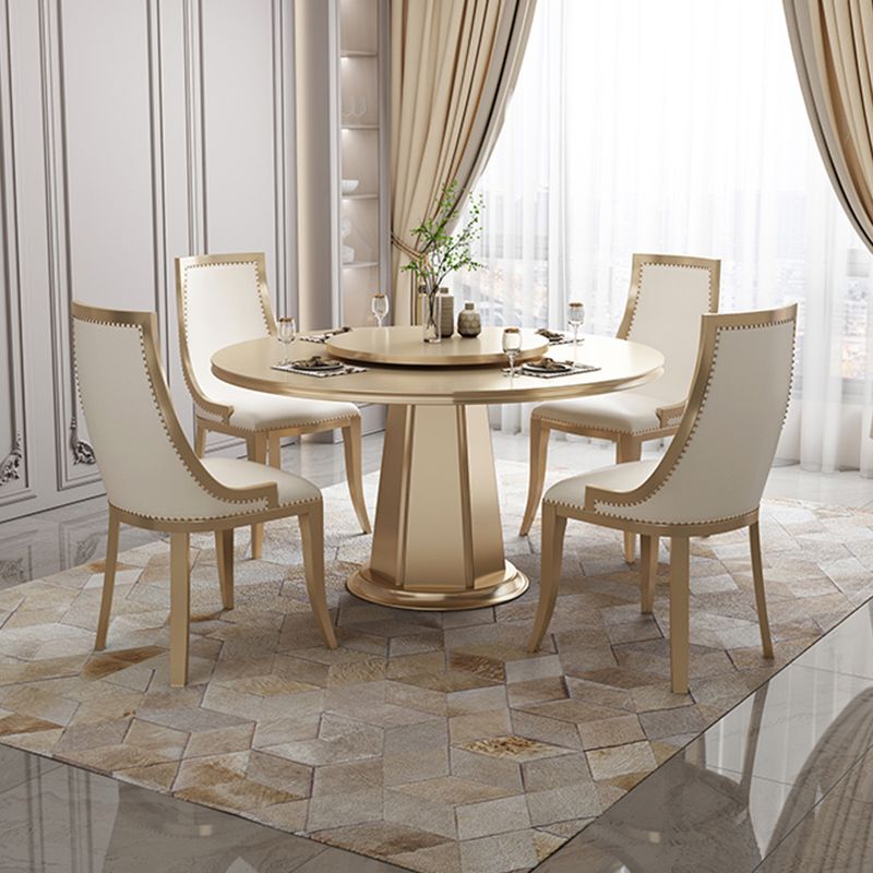 コンテンポラリー1/2/5/6/7ピース茶色の丸い森のダイニングセットラウンドラウンドラウンドソリッドウッドダイニングセット