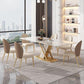 Glam Dining Rectangle Table Sintered Stone Table with Metal Legs for Kitchen Clearhalo 'Dining Tables & Seating' 'Dining Tables' 'dining_table' 'furn' 'furn_dining_table' 'Furniture' 'Kitchen & Dining Furniture' 1200x1200_b62efcd8-6596-4759-9f2a-afa5c0b7e16a