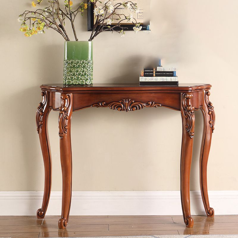 Free Form Wood Console Table with 4 Legs Solid Wood Frame Accent Table for Hall Clearhalo 'Console Tables' 'console_tables' 'Entry & Mudroom Furniture' 'furn' 'furn_console_tables' 'Furniture' 1200x1200_b62fcee3-fbd8-4e84-a2ce-a8a6385dbfb0