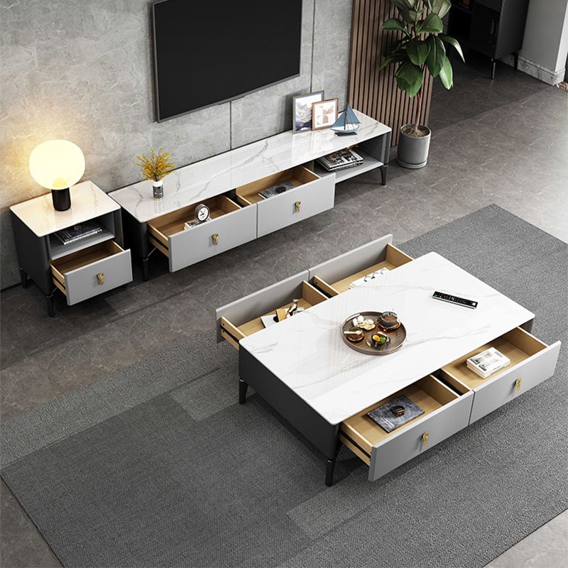 Rechthoekige leisteen 4 poten salontafel modern 1 single met 4 laden