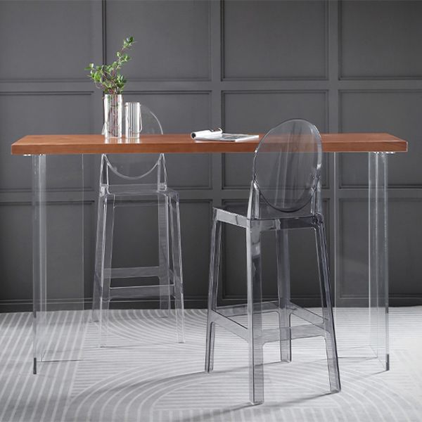Modern Solid Wood Acrylic Base Bar Table for Kitchen Dining Room Clearhalo 'Bar Furniture' 'Bar Tables' 'bar_tables' 'furn' 'furn_bar_tables' 'Furniture' 'Kitchen & Dining Furniture' 1200x1200_b630b003-48de-46f6-a49c-ce98115745f2