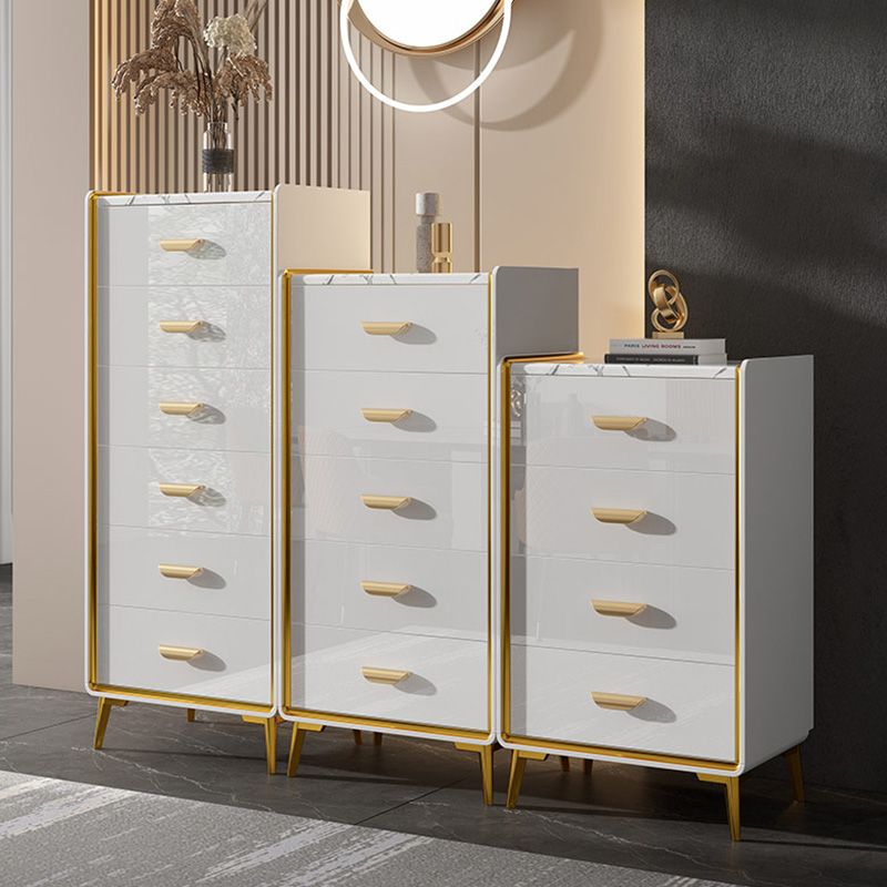 Cassa di legno in oro in oro in stile glam con cassetti multipla