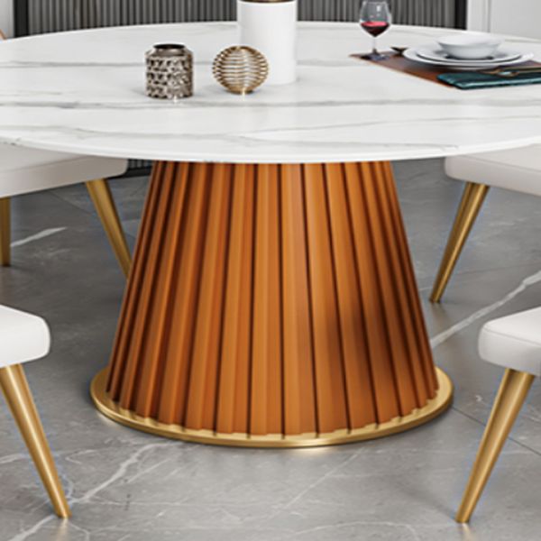 Glam Stone Round Dining Table with Pedestal Table for Dining Room