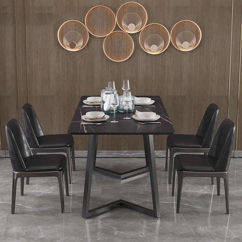 Modern 1/2/5/7 Pieces Black Dining Set Rectangle Sintered Stone Dining Table Set Clearhalo 'Dining Room Sets' 'Dining Tables & Seating' 'dining_room_set' 'furn' 'furn_dining_room_set' 'Furniture' 'furniture_dining_room_set' 'Kitchen & Dining Furniture' 'kitchen&dining_furn' 'kitchen' 1200x1200_b633f8bf-351a-40ef-8d73-d791f05f03a6