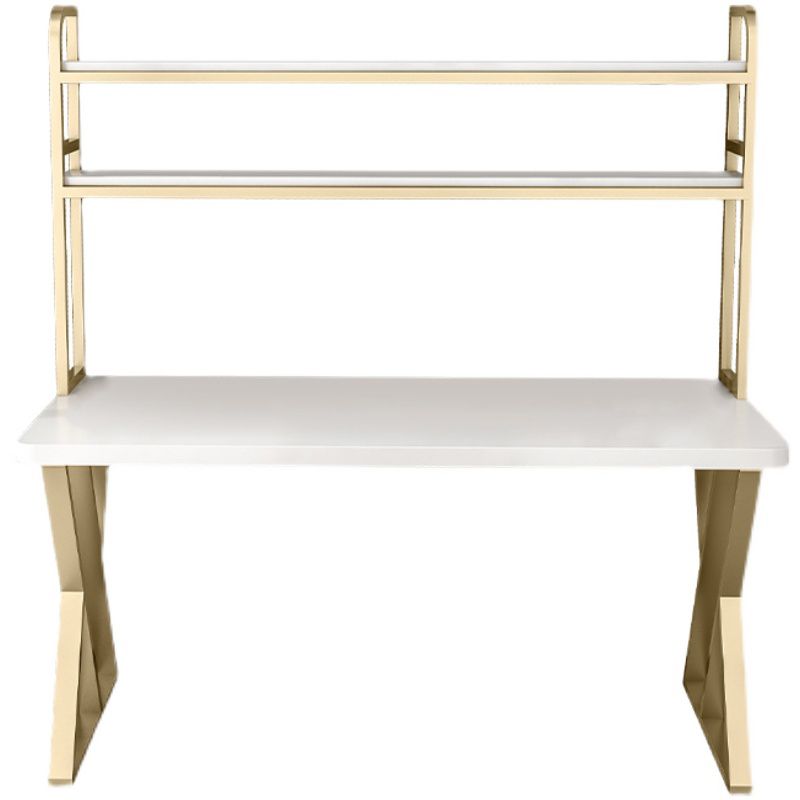 Rectangular Bedroom Desk Modern Style Desk with Solid Wood Top and Metal Legs Clearhalo 'Furniture' 'furniture_office_desk' 'Office Desks' 'Office Furniture' 'office_desk' 1200x1200_b63475c4-130f-4bd9-8d69-4284f1f3c6d2