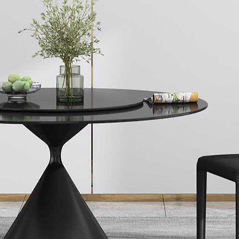 Round Sintered Stone Dining Table Modern Turntable Furniture with Pedestal Base