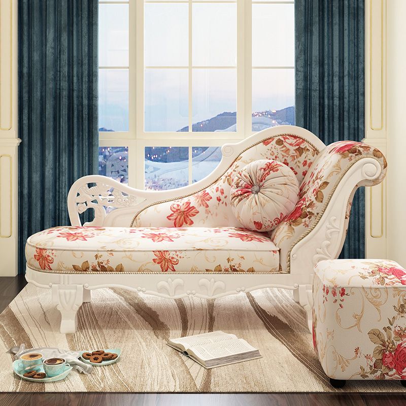 French Country Chaise Lounge Couch Flower Chaise with One Armed Clearhalo 'Chairs & Seating' 'Chaise Lounge' 'chaise_lounge' 'furn' 'furn_chaise_lounge' 'Furniture' 'Living Room Furniture' 1200x1200_b636512c-a070-4347-9d0a-edb4ac24720d
