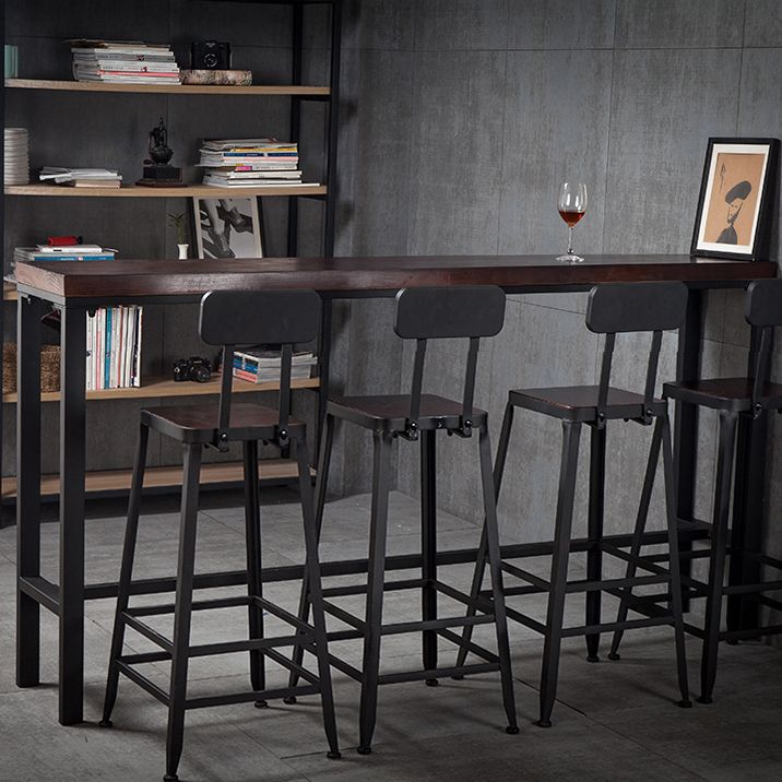Wood Bar Dining Table Industrial Bar Dining Table with Trestle Base Clearhalo 'Bar Furniture' 'Bar Tables' 'bar_tables' 'furn' 'furn_bar_tables' 'Furniture' 'furniture_bar_tables' 'Kitchen & Dining Furniture' 1200x1200_b6385754-59ae-42bb-bbd9-a6ac94b19b5b