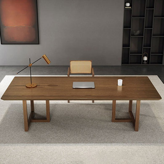 Bureau de bureau rectangulaire en bois massif