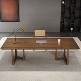 Solid Wood Rectangular Office Desk Modern 1-shelf Writing Desk