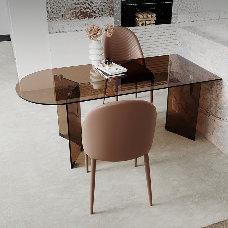 Glass Contemporary Free Form Dining Table Glass Table for Dining Room and Kitchen Clearhalo ' dining_table' 'Dining Tables & Seating' 'Dining Tables' 'furn' 'furn_dining_table' 'Furniture' 'furniture_dining_table' 'Kitchen & Dining Furniture' 'kitchen&dining_furn' 'kitchen' 'kitchen_dining_table' 1200x1200_b63cdfbb-7695-484a-af5d-2f1be3e2bf20