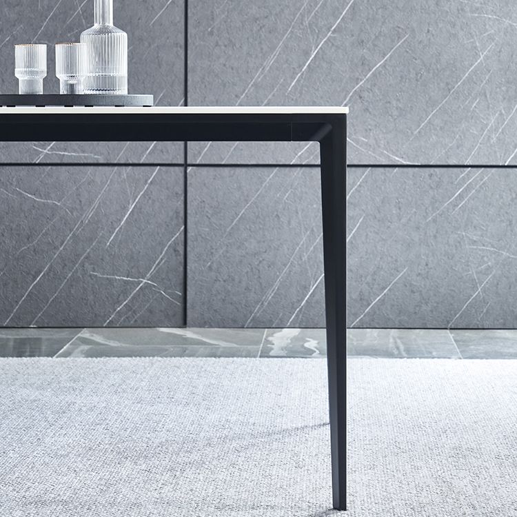 Simple Sintered Stone Top White Dining Table Rectangle Shape Dining Table for Kitchen Clearhalo ' dining_table' 'Dining Tables & Seating' 'Dining Tables' 'Furniture' 'furniture_dining_table' 'Kitchen & Dining Furniture' 'kitchen&dining_furn' 'kitchen' 'kitchen_dining_table' 1200x1200_b63d5b7a-8f22-4dcf-8a4f-078609b21e33