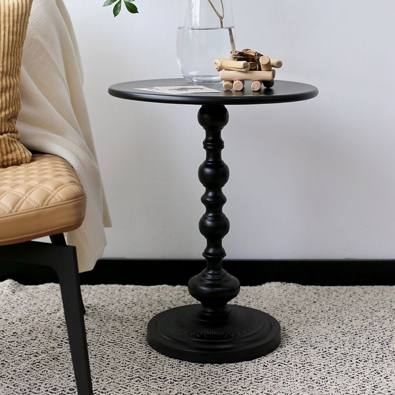 Round Metal Pedestal End Table Black/White Accent Side Table