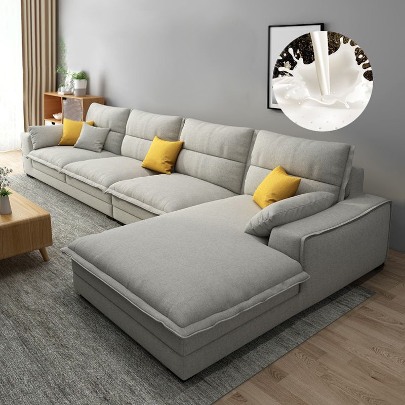 Contemporary Removable Cushions Slipcovered Sofa with Reversible Chaise for Living Room Clearhalo 'furn' 'furn_sectionals' 'Furniture' 'furniture_sectionals' 'kitchen' 'kitchen_sectionals' 'Living Room Furniture' 'Sectionals' 1200x1200_b64039c6-31e5-42db-8ee9-430a1adaf880