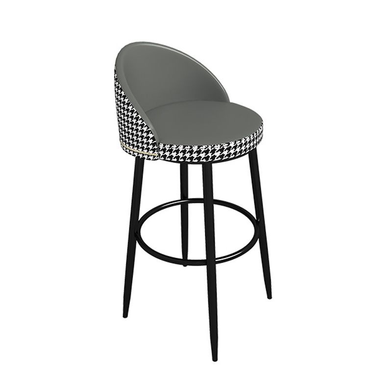 Low Back Upholstered Dining Stools Bucket Bar Stools with Footrest