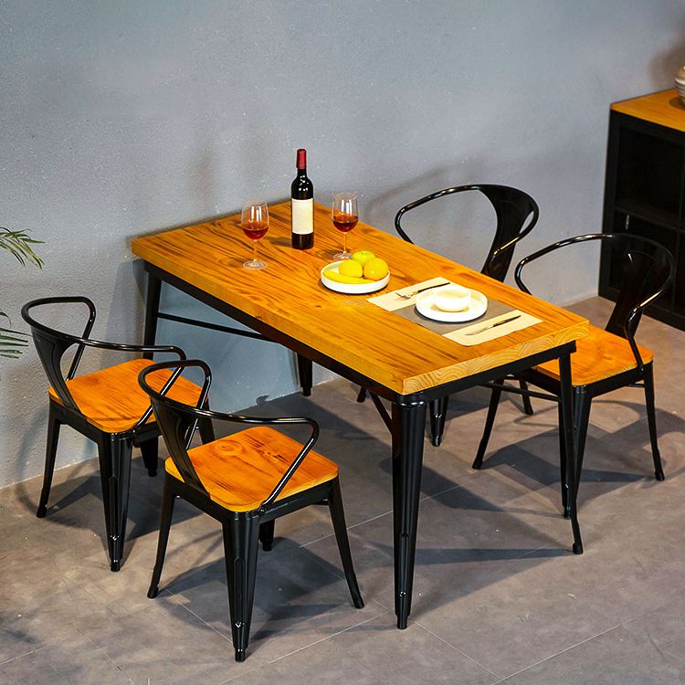 Industrial Dining Chairs Set 1/2/5 Pcs Solid Wood Top Table with Metal Windsor Chairs Clearhalo 'Dining Room Sets' 'Dining Tables & Seating' 'dining_room_set' 'furn' 'furn_dining_room_set' 'Furniture' 'Kitchen & Dining Furniture' 1200x1200_b640b32b-5e19-4a37-aad8-b00381528e74