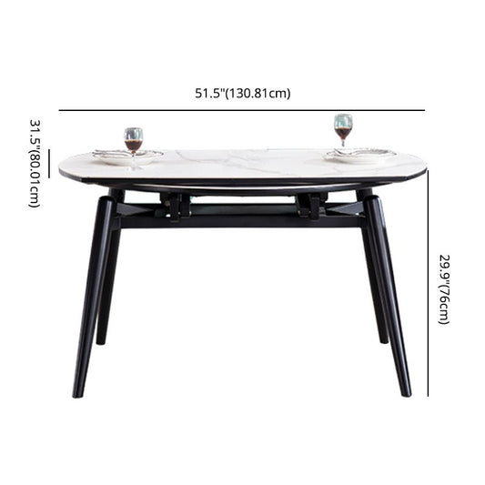 Contemporary Sintered Stone Top Dining Furniture 4 Black Legs Table Collapsible for Kitchen Clearhalo 'Dining Room Sets' 'Dining Tables & Seating' 'dining_room_set' 'furn' 'furn_dining_room_set' 'Furniture' 'furniture_dining_room_set' 'Kitchen & Dining Furniture' 'kitchen&dining_furn' 'kitchen' 1200x1200_b642a5fe-3cca-4010-9989-2247ef81fb0e