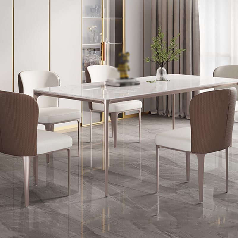 White and Purple Dining Table Modern Stone and Metal Dining Room Table Clearhalo 'Dining Tables & Seating' 'Dining Tables' 'dining_table' 'Furniture' 'furniture_dining_table' 'Kitchen & Dining Furniture' 1200x1200_b6476a3a-b959-4f4e-97f3-88c52a2b5998