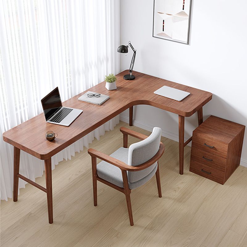 Modern Solid Wood Office Desk L-Shape Task Desks with 5-Legs for Home Clearhalo 'furn' 'furn_office_desk' 'Furniture' 'Office Desks' 'Office Furniture' 'office_desk' 1200x1200_b6495b1a-d870-4300-834f-65395f039220