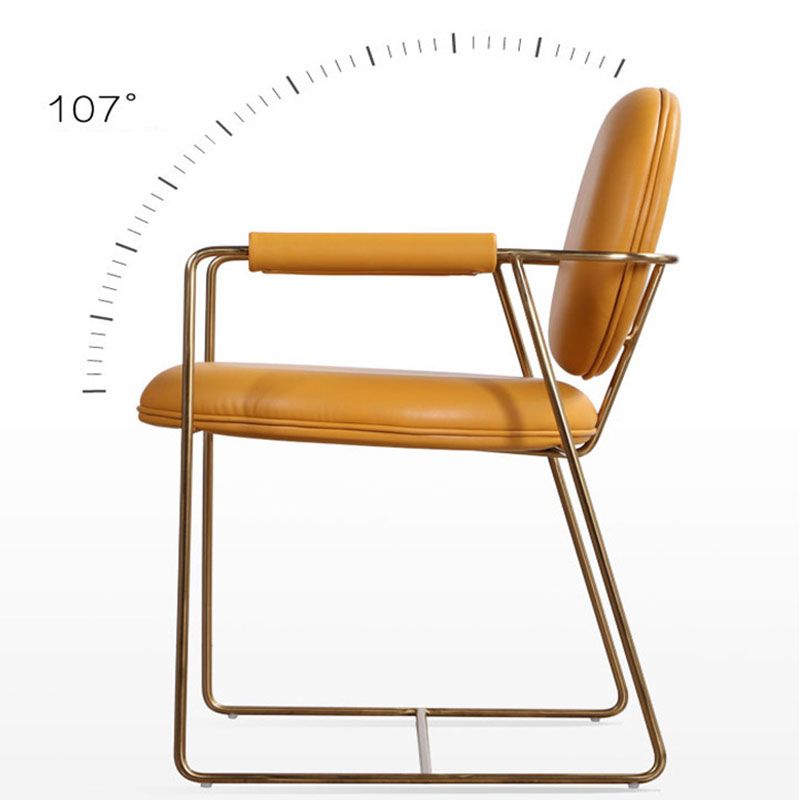 Scandinavian Arm PU Leather Dining Chairs Open Back Side Chair Clearhalo 'Dining Chairs' 'Dining Tables & Seating' 'dining_chair' 'furn' 'furn_dining_chair' 'Furniture' 'furniture_dining_chair' 'Kitchen & Dining Furniture' 1200x1200_b649e497-c572-4e42-a0ea-54793c56d596