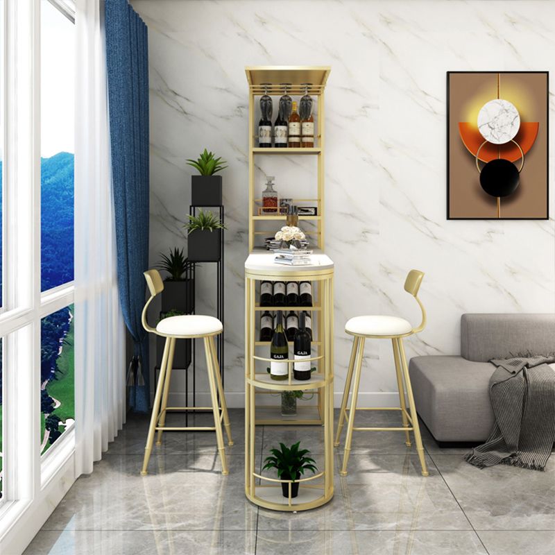 Metal Storage Base Bar Table Modern Stone Bar Table with Wine Rack and Wine Glass Holders Clearhalo 'Bar Furniture' 'Bar Tables' 'bar_tables' 'furn' 'furn_bar_tables' 'Furniture' 'Kitchen & Dining Furniture' 1200x1200_b64d09ae-806a-48d6-841d-0ff6e1767b2c
