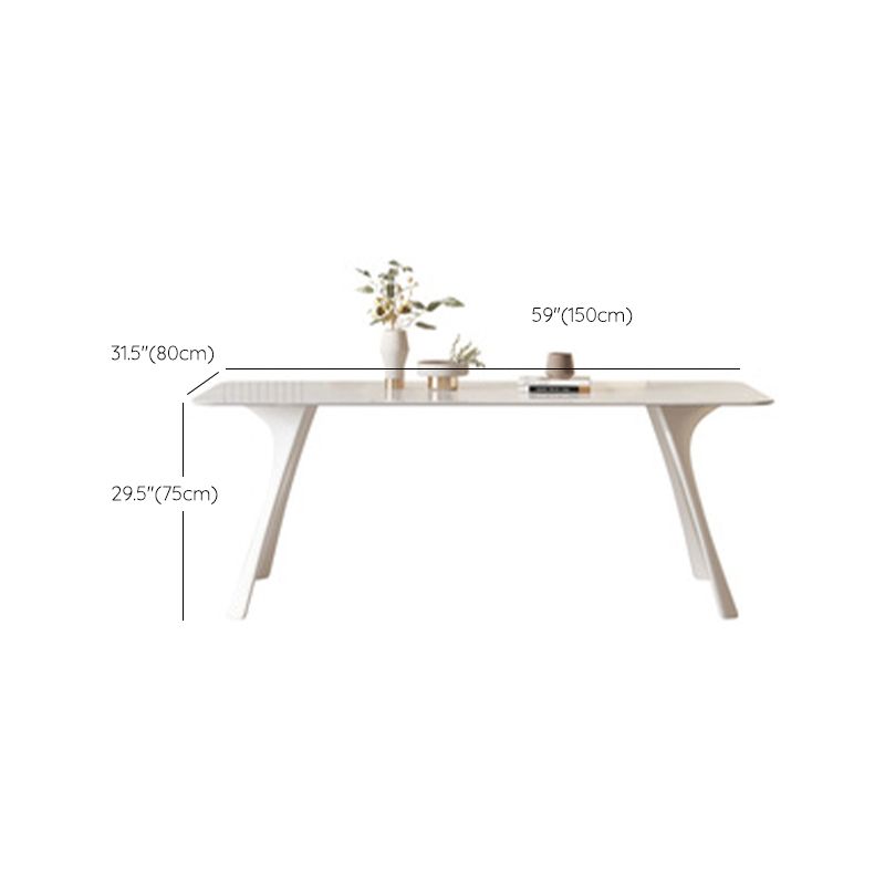 Mesa rectangular medieval moderna de piedra sinterizada con base de metal y 4 patas