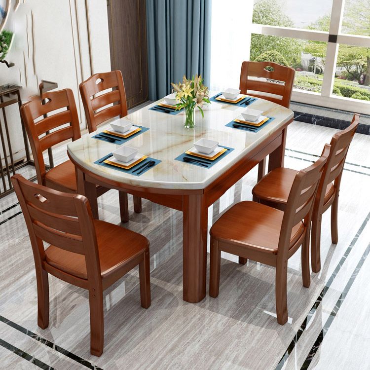 Modern Stone Round Dining Table Rubber Wood Legs for Dining Room Clearhalo 'Dining Tables & Seating' 'Dining Tables' 'dining_table' 'furn' 'furn_dining_table' 'Furniture' 'Kitchen & Dining Furniture' 1200x1200_b6504580-8680-49fb-bac0-67a6fab8f962